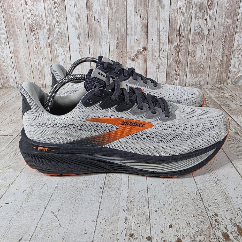 Brooks Ghost 15 Mens Running Shoes 9.5 Wide 2E Gray Orange 1104422E048